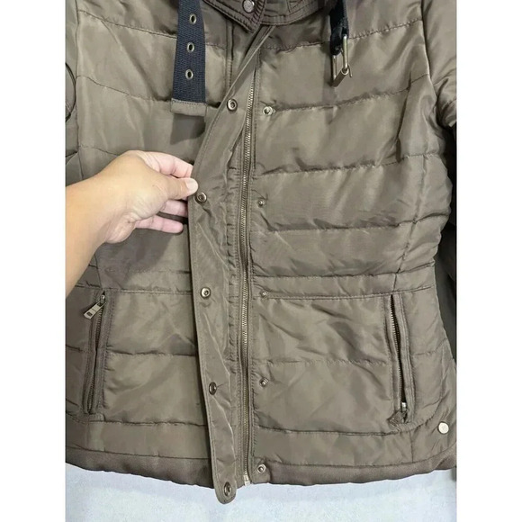 ZARA Faux Fur Hooded PUFFER DOWN Parka Anorak Jacket Medium Outdoor Hike Travel - Picture 8 of 13